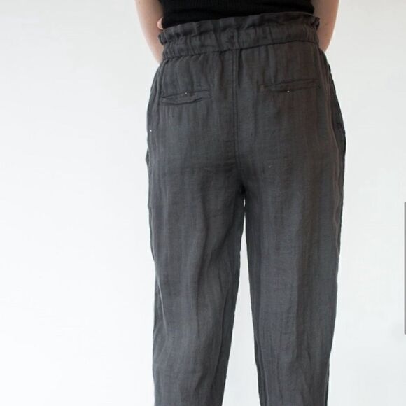 Free People Only Over You Linen Crop Ankle Pant Charcoal Gray - Picture 9 of 13